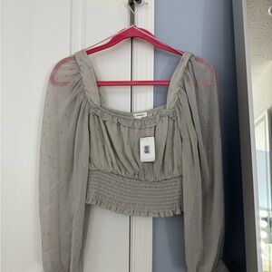 Elegant Gray Smocked Women's Top